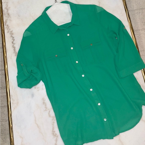 Naked Zebra silky button down blouse - Picture 4 of 8